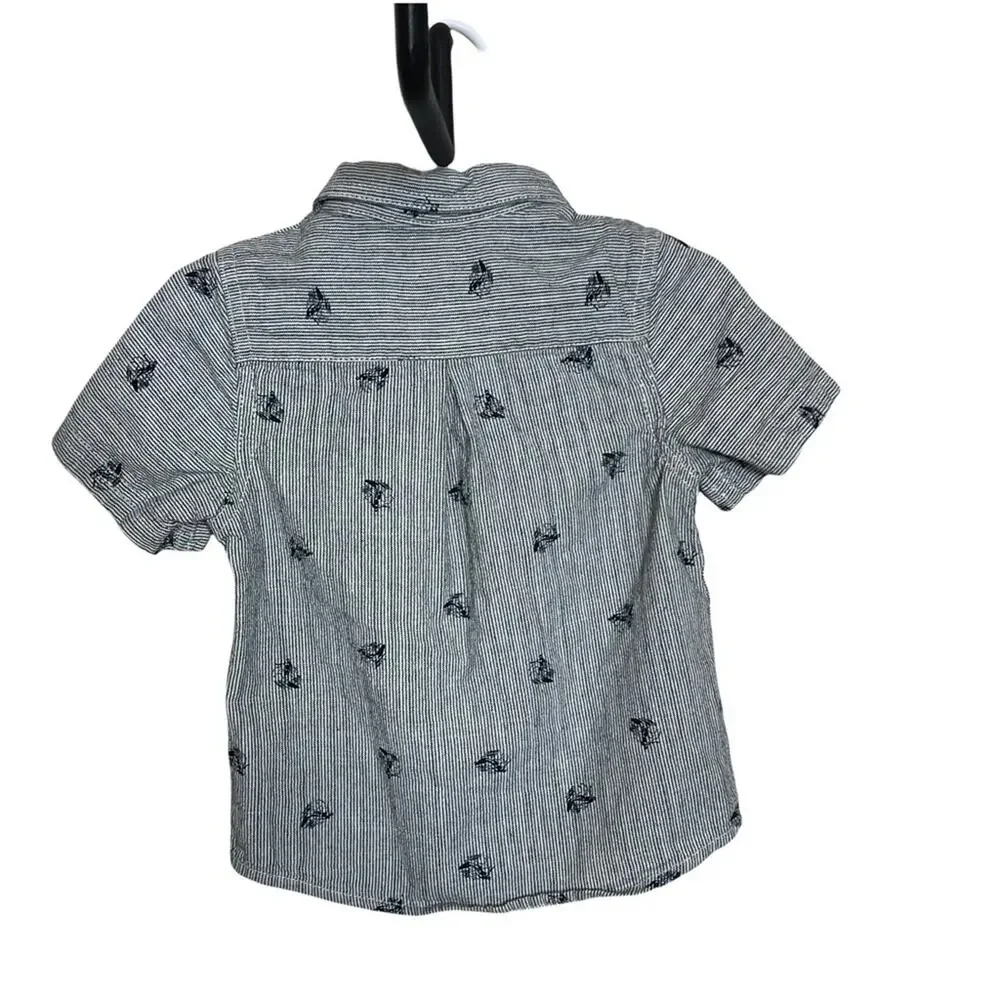 Genuine Kids by OshKosh Collared Button Front Striped Shirt Navy White Size 18 M